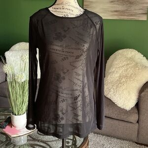NWT Zanzea Black Mesh Long Sleeve Blouse, Size 12